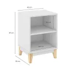 Medidas de Mesa Lateral, De Noche, Bertolini LE 6005 Mesa Auxiliar para Sala con 2 Nichos color Blanco