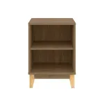 Mesa Lateral, De Noche, Bertolini LE 6005 Mesa Auxiliar para Sala con 2 Nichos color Freijo