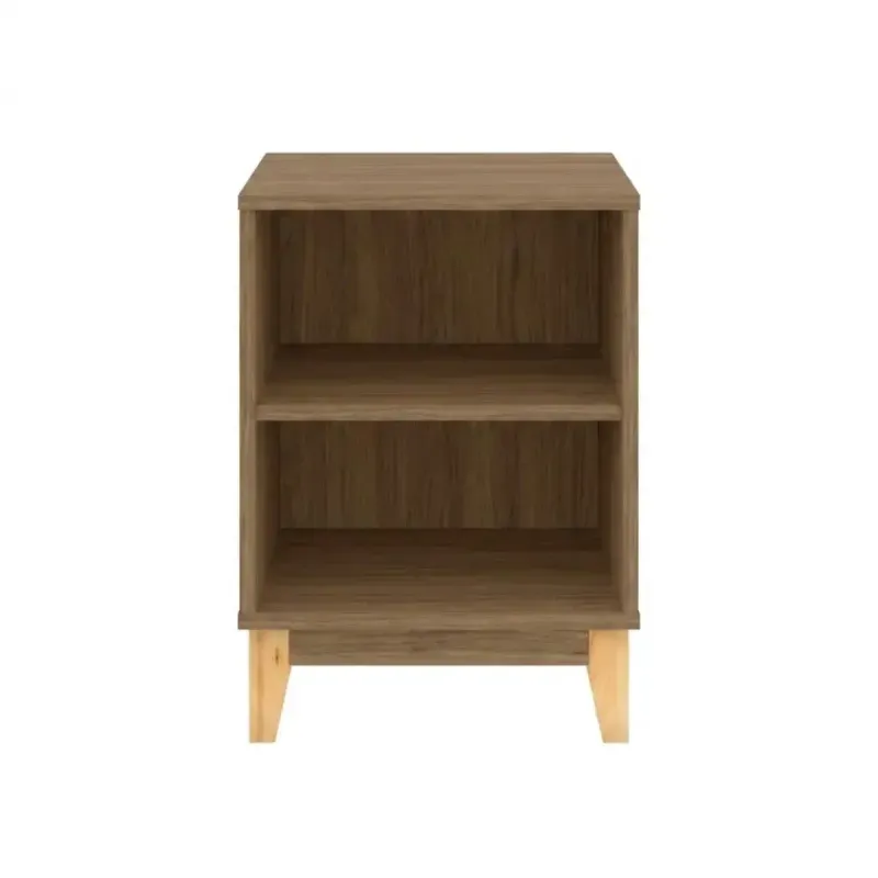 Mesa Lateral, De Noche, Bertolini LE 6005 Mesa Auxiliar para Sala con 2 Nichos color Freijo