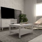 Mesa de Centro Moderna Bertolini R 618 para Sala Dos niveles Color Blanco