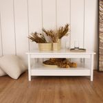 Mesa de Centro Moderna Bertolini R 618 Auxiliar para Sala Dos niveles Color Blanco