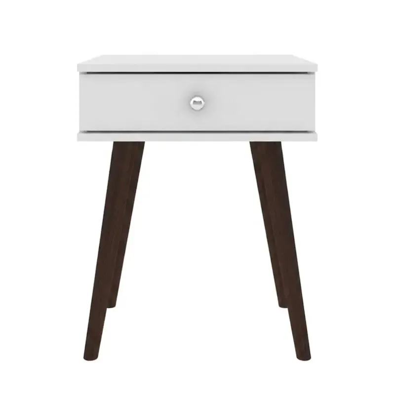 Mesa Auxiliar de Noche Moderna Bertolini RT 3072 Mesa Lateral con 1 cajón color Blanco