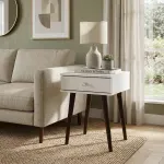 Mesa Auxiliar Moderna Bertolini RT 3072 Mesa Lateral con 1 cajón color Blanco