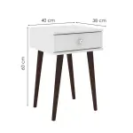 Medidas de Mesa Auxiliar de Noche Moderna Bertolini RT 3072 Mesa Lateral con 1 cajón color Blanco