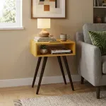 Mesa Lateral Bertolini RT 3025  Mesita de Noche con 1 Estante color Amarillo