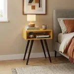 Mesa Auxiliar Bertolini RT 3025  Mesita de Noche con 1 Estante color Amarillo
