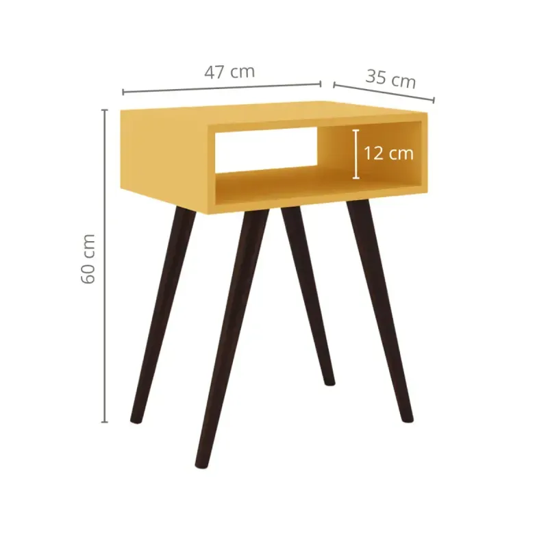Medidas de Mesa Lateral auxiliar Bertolini RT 3025  Mesita de Noche con 1 Estante color Amarillo