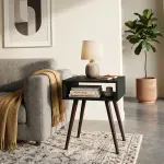 Mesa Lateral Bertolini RT 3025  Mesita de Noche con 1 Estante color Negro