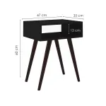 Medidas de Mesa Lateral auxiliar Bertolini RT 3025  Mesita de Noche con 1 Estante color Negro