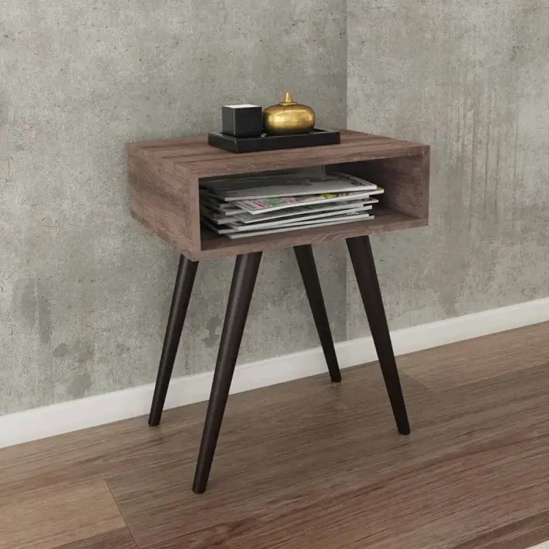 Mesa Auxiliar Bertolini RT 3025  Mesita de Noche con 1 Estante color Rústico