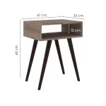 Medidas de Mesa Lateral auxiliar Bertolini RT 3025  Mesita de Noche con 1 Estante color Rústico