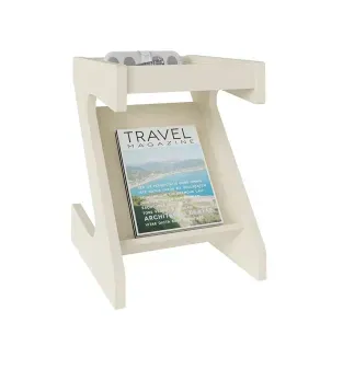 Mesa Lateral De Noche Auxiliar Bertolini Zeus con Revistero color Off White