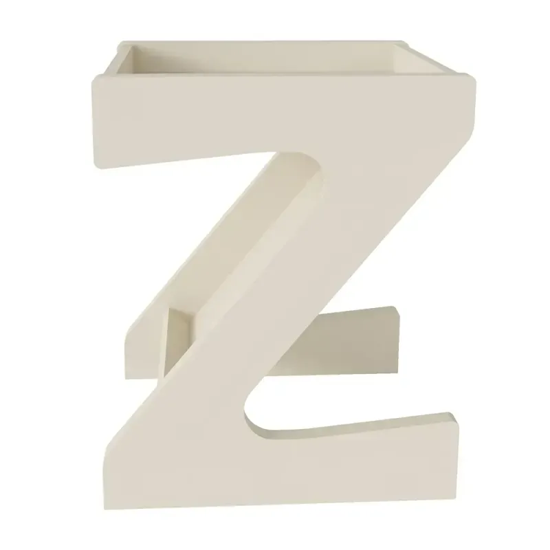Mesa Auxiliar en forma de Z Bertolini Zeus Mesita de Noche con Revistero color Off White