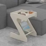 Mesa Lateral Bertolini Zeus Mesita de Noche con Revistero color Off White