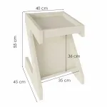 Medidas de Mesa Lateral Auxiliar en forma de Z Bertolini Zeus Mesita de Noche con Revistero color Off White