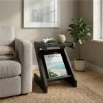 Mesa Auxiliar Bertolini Zeus Mesita de Noche con Revistero color Negro