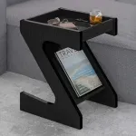 Mesa Lateral Bertolini Zeus Mesita de Noche con Revistero color Negro