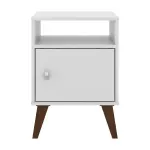 Mesa Lateral Auxiliar Bertolini RT 3145 Mesita de Noche con 1 Puerta 1 Nicho color Blanco