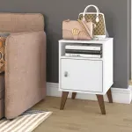 Mesa Auxiliar Bertolini RT 3145 Mesita de Noche con 1 Puerta 1 Nicho color Blanco