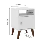 Medidas de Mesa Lateral Auxiliar Bertolini RT 3145 Mesita de Noche con 1 Puerta 1 Nicho color Blanco