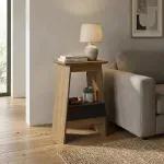 Mesa Auxiliar Bertolini Eden Mesita de noche con 1 Cajón color Pino Negro
