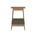 Mesa Lateral Auxiliar Bertolini Eden Mesita de noche con 1 Cajón color Roble Grafito