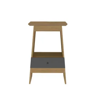 Mesa Lateral Auxiliar Bertolini Eden 1 Cajón color Roble Grafito
