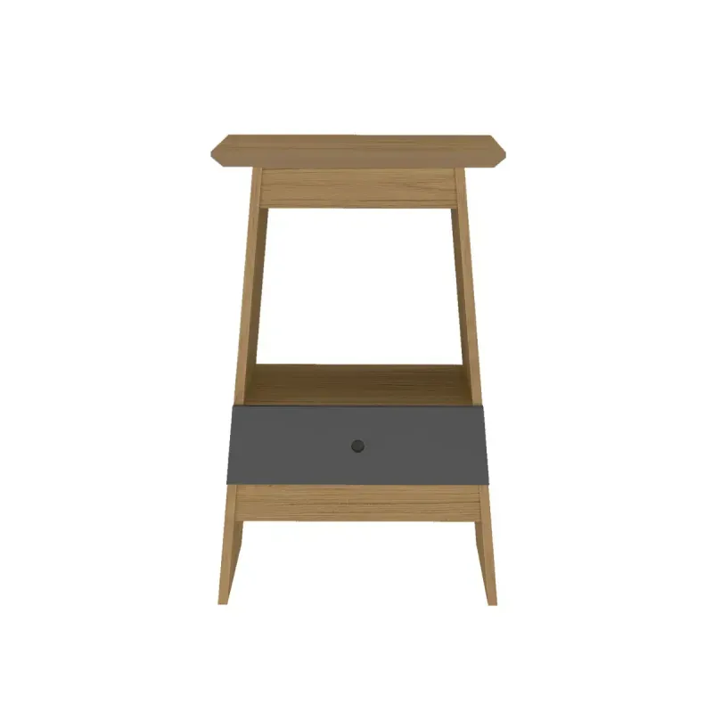 Mesa Lateral Auxiliar Bertolini Eden Mesita de noche con 1 Cajón color Roble Grafito
