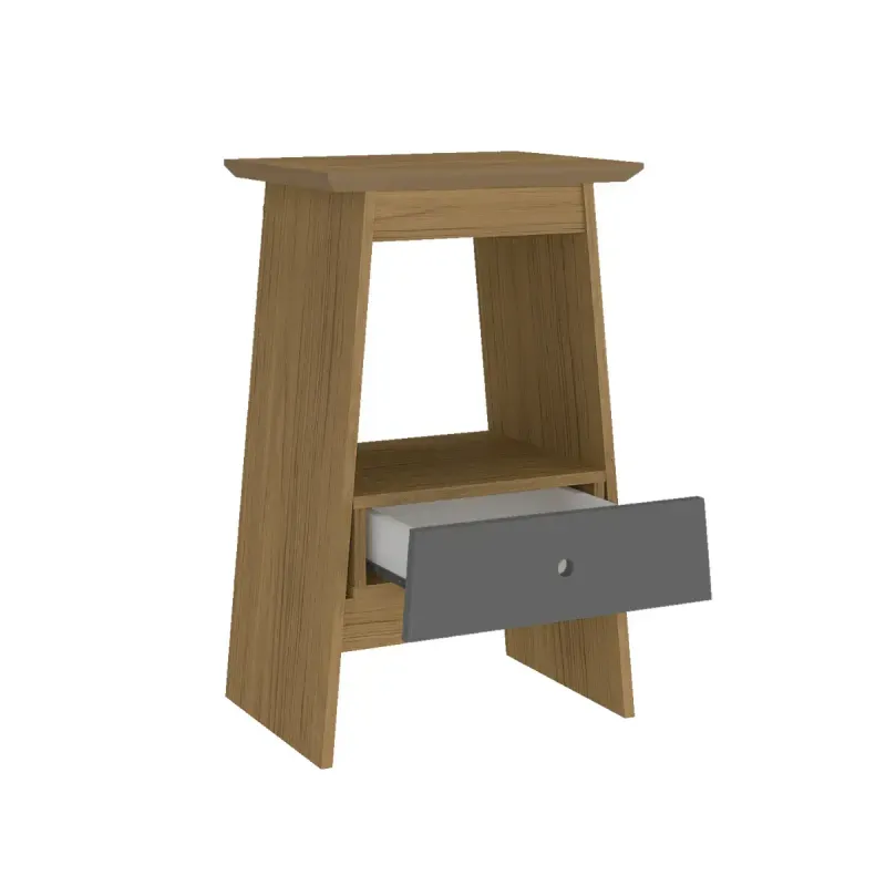 Mesa Lateral Auxiliar Bertolini Eden con 1 Cajón color Roble Grafito