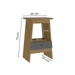 Medidas de Mesa Lateral Auxiliar Bertolini Eden Mesita de noche con 1 Cajón color Roble Grafito