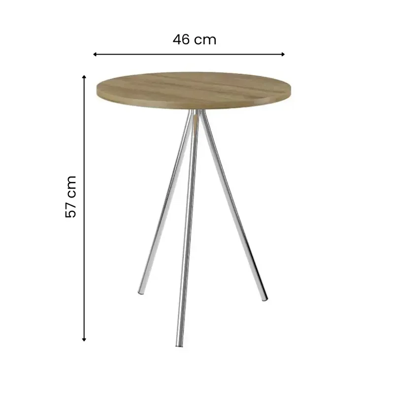 Medidas de Mesa Lateral Auxiliar Bertolini 509 Mesita de Noche color Noce Cromado