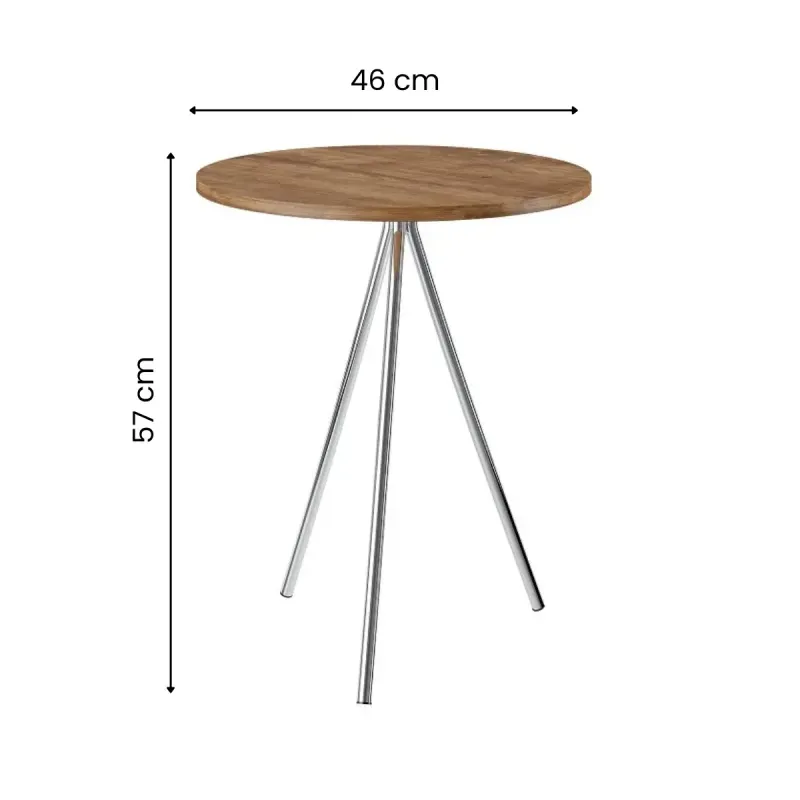 Medidas de Mesa Lateral Auxiliar Bertolini 509 Mesita de Noche color Native Cromado