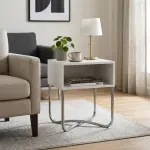Buró Moderna Bertolini 1270 Mesita de Noche con 1 Estante color blanco con Patas Cromadas