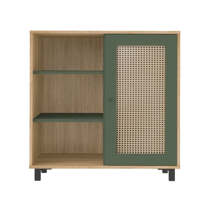 Aparador Credenza Bertolini Charlotte Bufetera con 1 puerta 3 nichos color Roble Verde