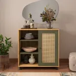 Aparador Credenza Bertolini Charlotte con 1 puerta 3 nichos color Roble Verde