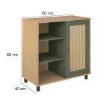 Medidas de Aparador Credenza Bertolini Charlotte Bufetera con 1 puerta 3 nichos color Roble Verde