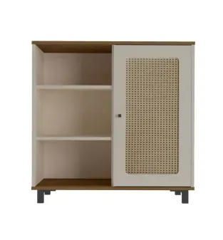 Aparador Credenza Bertolini Charlotte con 1 puerta 3 nichos color Pino Off White