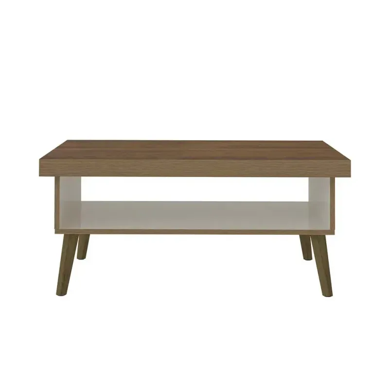 Mesa de Centro Moderna Bertolini Lucca Mesa Auxiliar de sala con 1 Nicho color Pino Off White