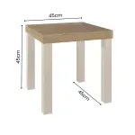 Medidas de Mesa Auxiliar Lateral Bertolini UP para Sala color Roble Off White