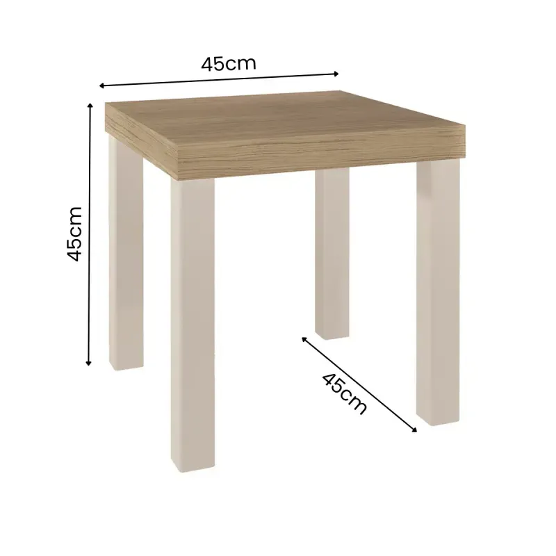 Medidas de Mesa Auxiliar Lateral Bertolini UP para Sala color Roble Off White