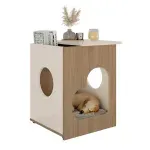 Mesa Lateral Auxiliar Bertolini PET Mesa Casita Pet-Friendly para Sala color Roble Off White