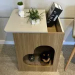 Mesa Lateral Bertolini PET Mesa Casita Pet-Friendly para Sala color Roble Off White