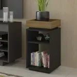 Mesa Auxiliar Bertolini Olivia para Sala con 3 Estantes color Negro Pino