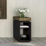 Mesa Lateral Bertolini Olivia para Sala con 3 Estantes color Negro Pino
