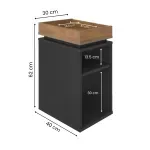 Medidas de Mesa Lateral Auxiliar Bertolini Olivia para Sala con 3 Estantes color Negro Pino