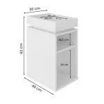 Medidas de Mesa Lateral Auxiliar Bertolini Olivia para Sala con 3 Estantes color Blanco