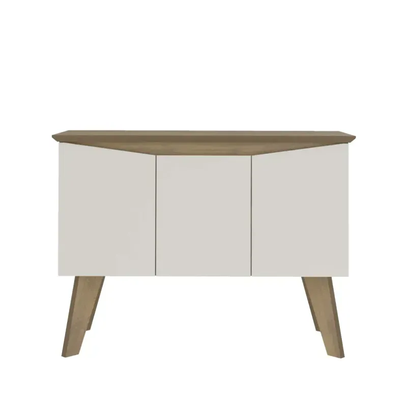 Aparador Credenza Bertolini Oasis Bufetera con 3 puertas 6 nichos color Pino Off White