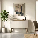 Credenza Bertolini Oasis Bufetera con 3 puertas 6 nichos color Pino Off White