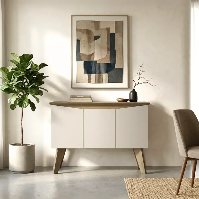 Credenza Bertolini Oasis Bufetera con 3 puertas 6 nichos color Pino Off White