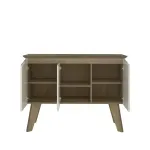 Aparador Credenza Bertolini Oasis con 3 puertas 6 nichos color Pino Off White